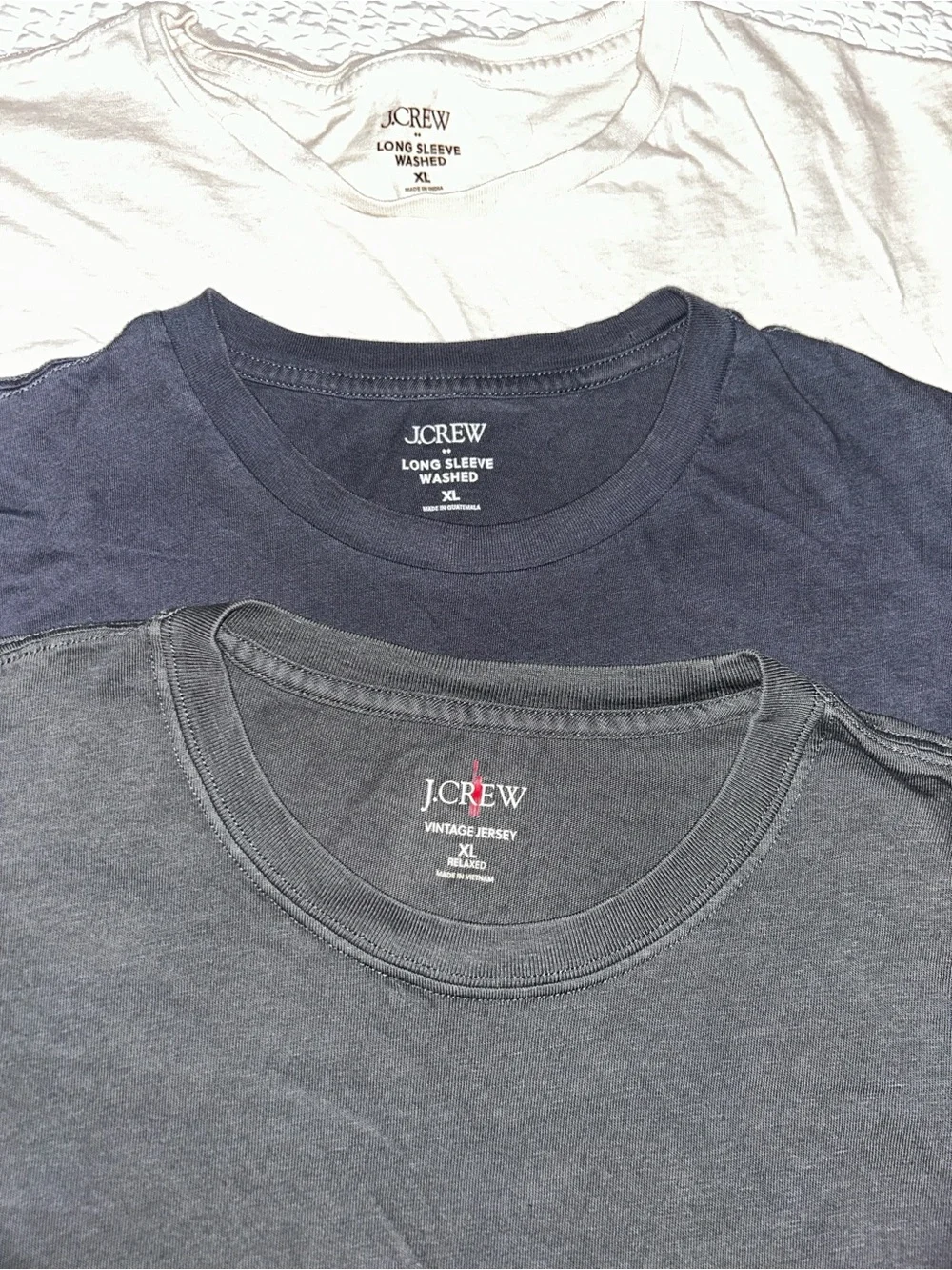 J. Crew Men’s Crew Neck Pocket T-Shirt Trio - Charcoal, Navy, Cream